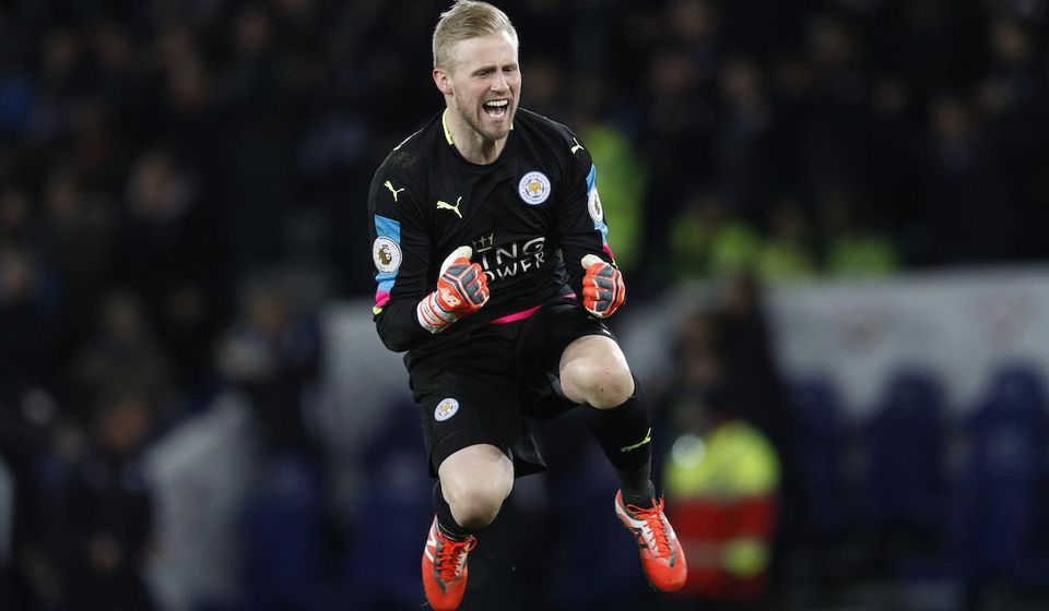 Leicester City, Kasper Schmeichel, radost, gol, feb17, reuters