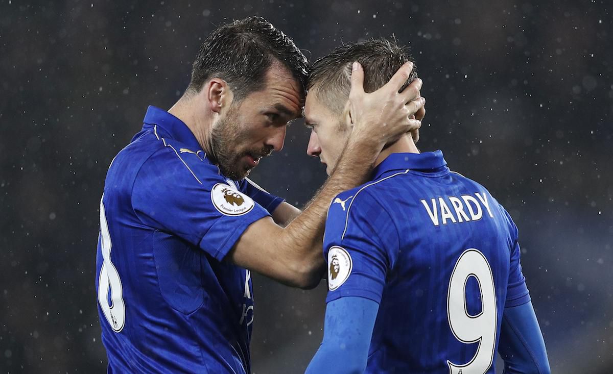 Christian Fuchs a Jamie Vardy