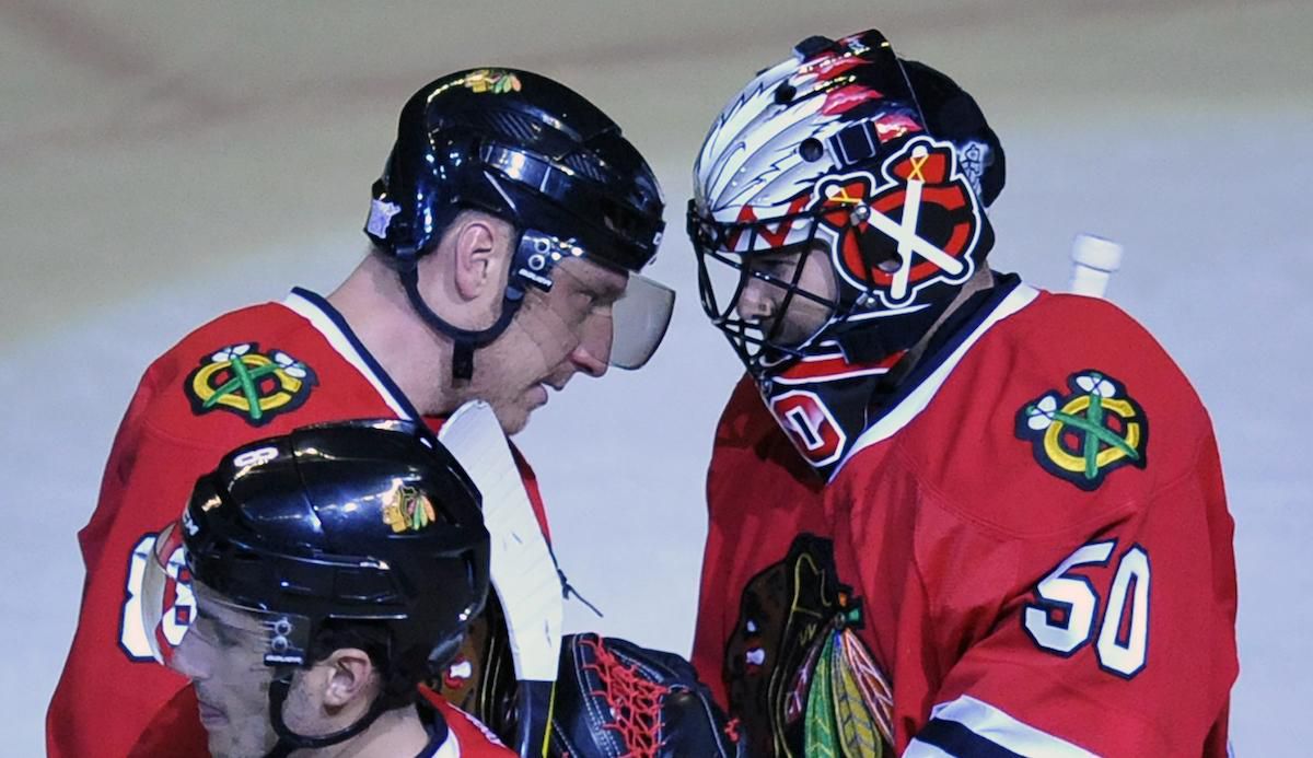 marian hossa Corey Crawford chicago okt2016