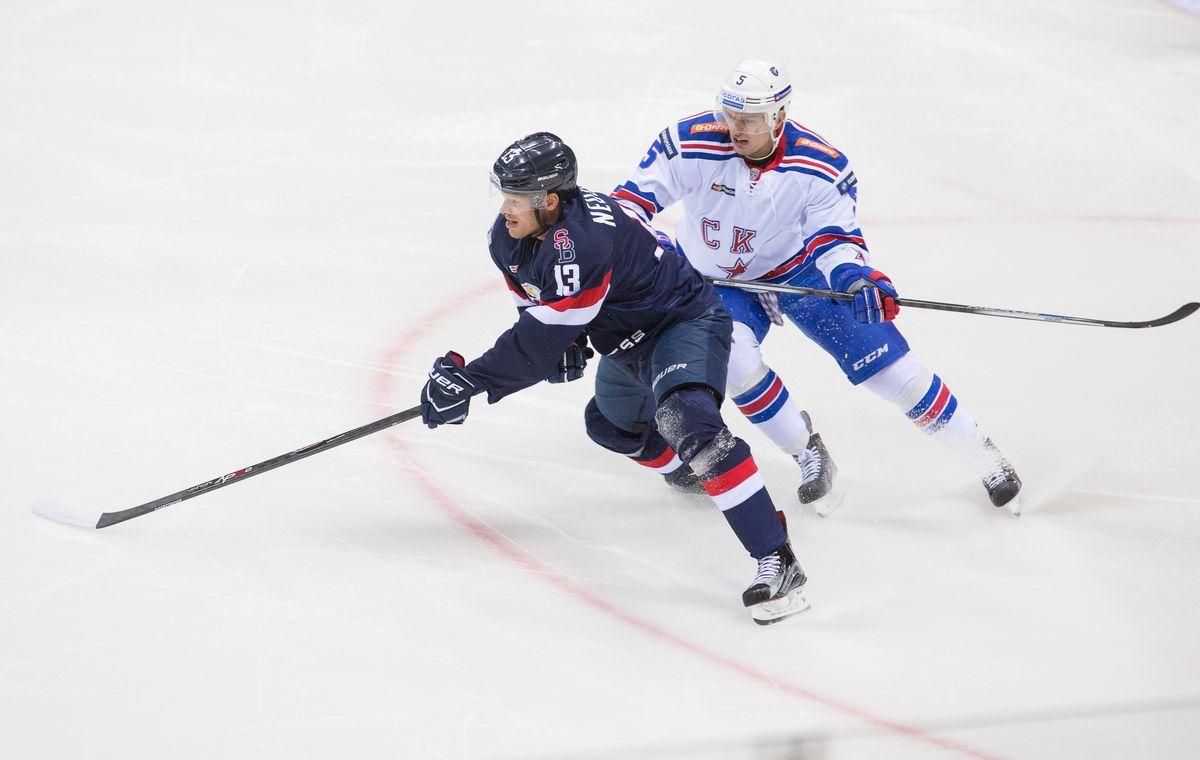 Vaclav Nedorost Roman Rukavisnikov HC Slovan Bratislava SKA Petrohrad okt16 SITA