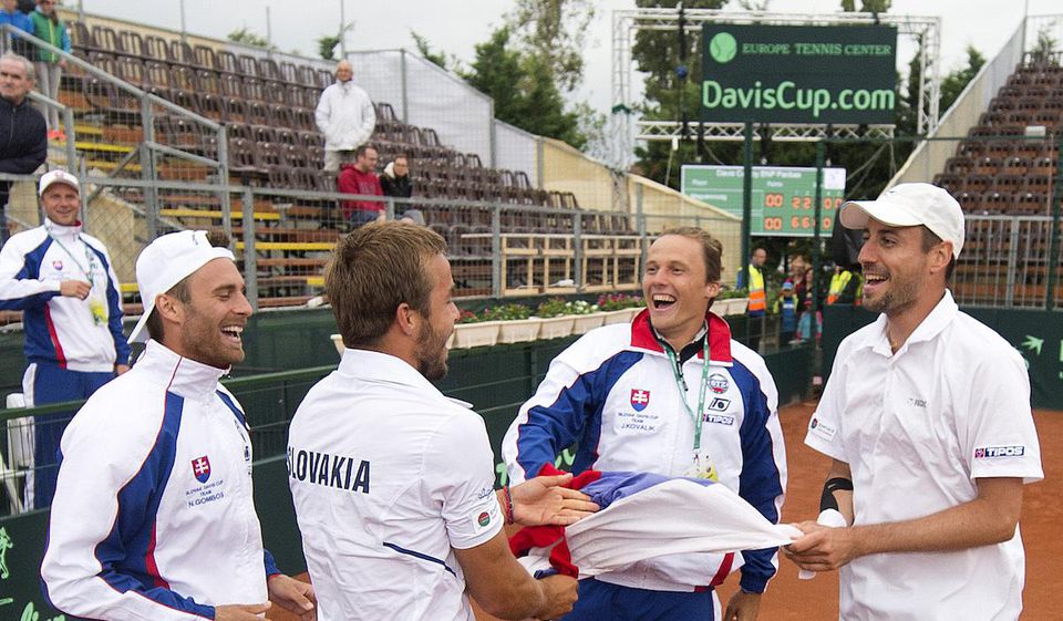 Slovensko, hraci, radost, Davis Cup, vs. Madarsko, Jul 2016
