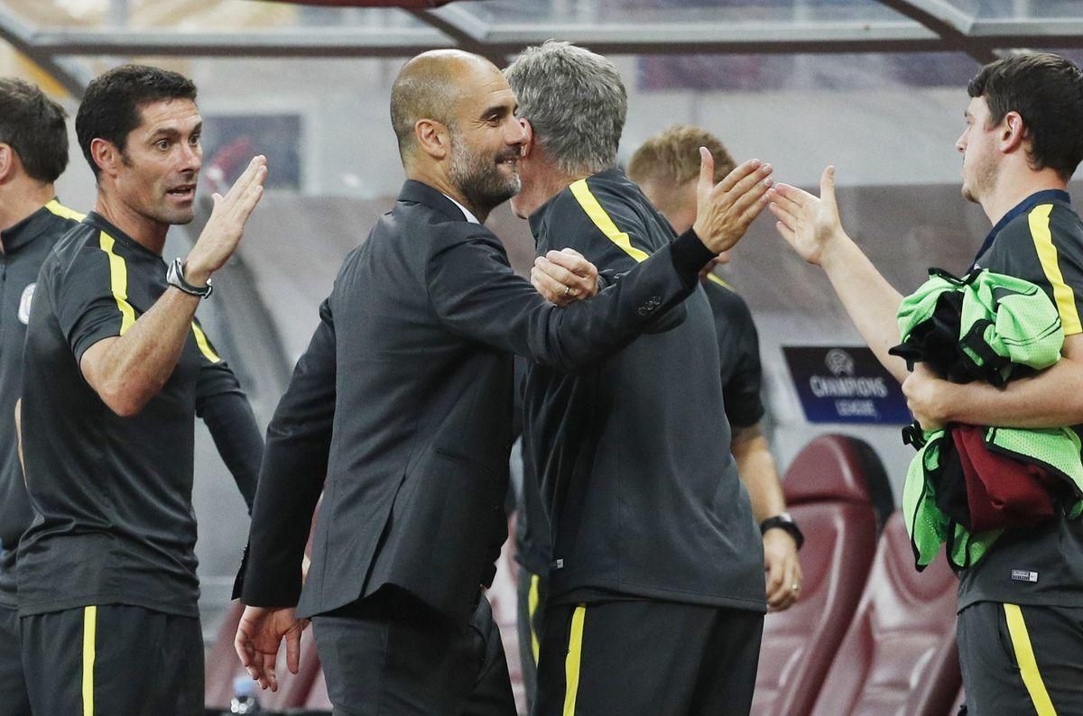 Pep Guardiola Manchester City liga majstrov radost aug16 Reuters