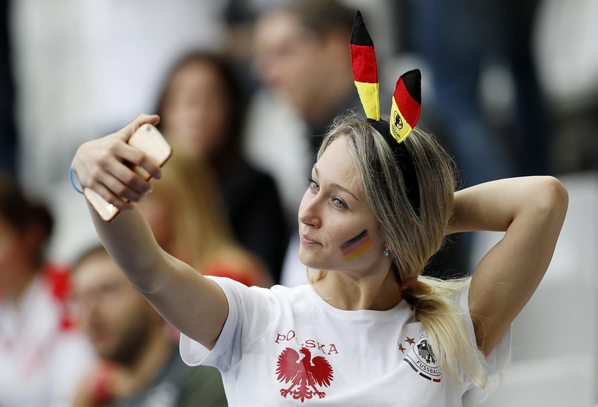 Fanynka, Polsko, Nemecko, selfie, EURO 2016