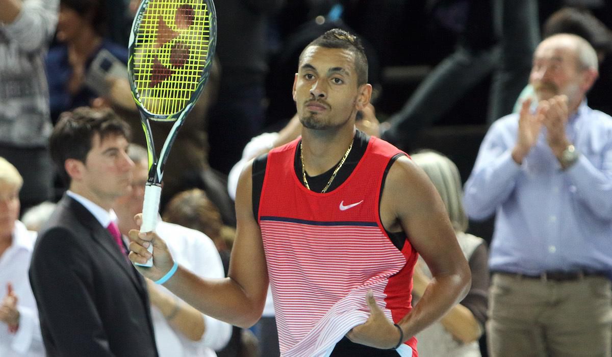 Nick Kyrgios tenis Marseille vyhra oslava feb16