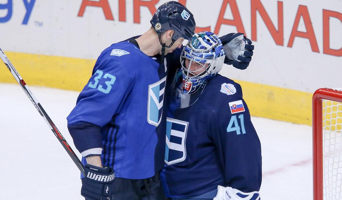 Zdeno Chara, Jaroslav Halak, Tim Europy, Svetovy pohar 2016, sep16, reuters