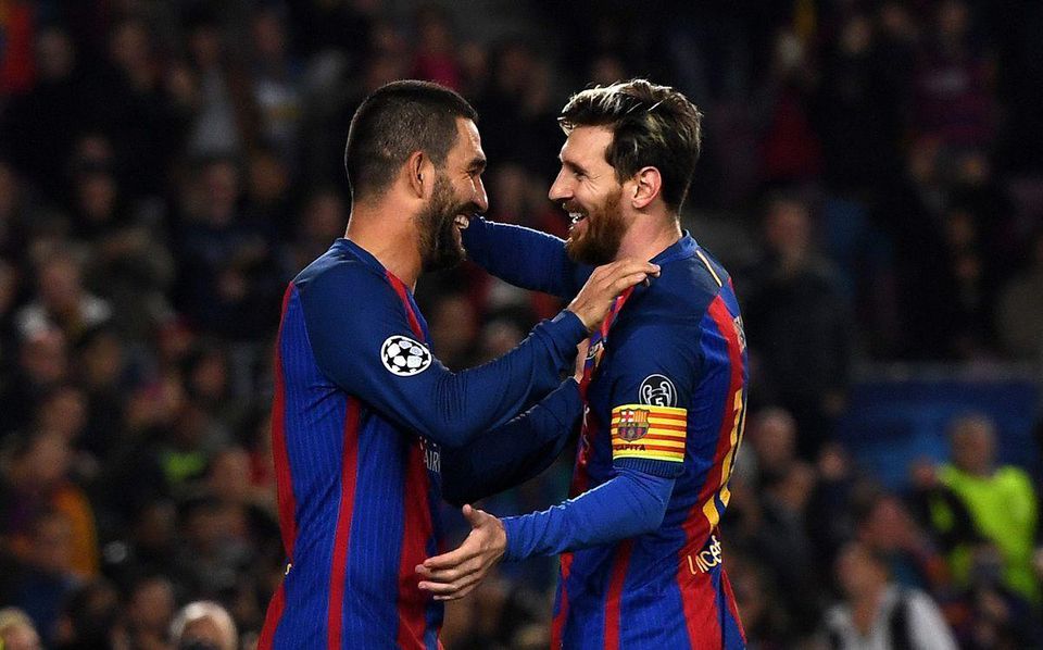 FC Barcelona Arda Turan Lionel Messi dec16 Getty Images