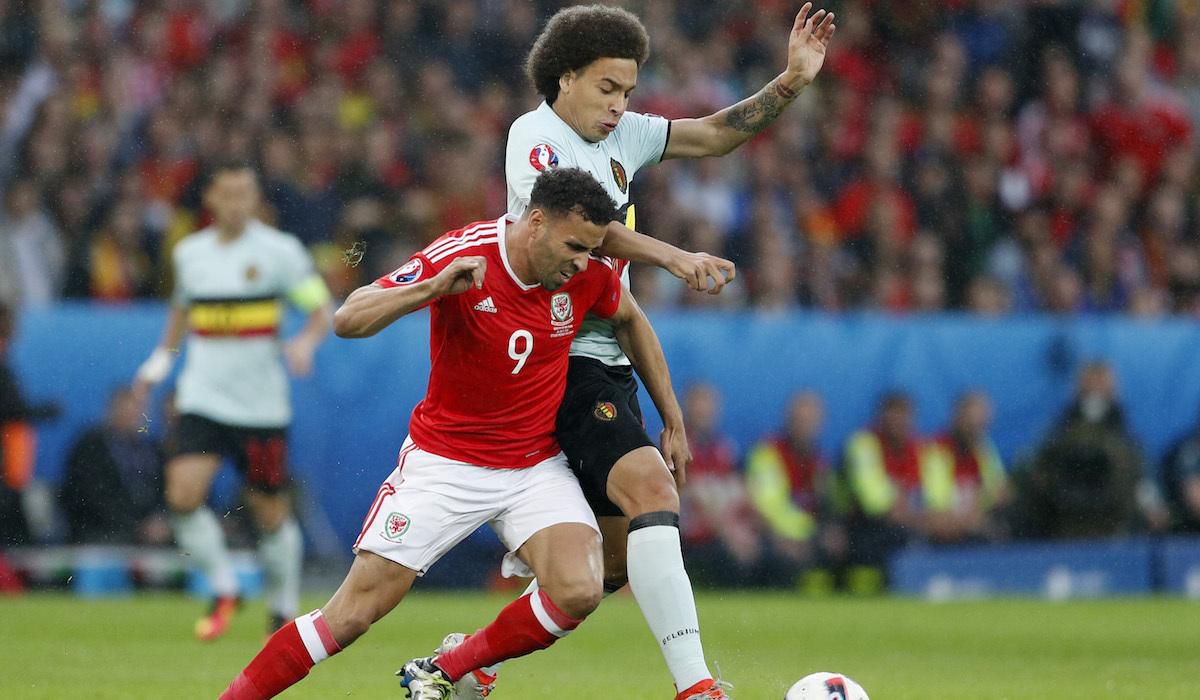 Wales, Hal Robson Kanu, Belgicko, Axel Witsel, EURO 2016, jun16