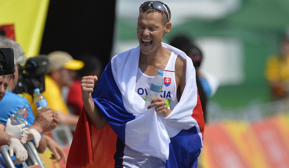 Matej Toth, chodza, OH, Rio 2016, vlajka, radost, aug16, TASR