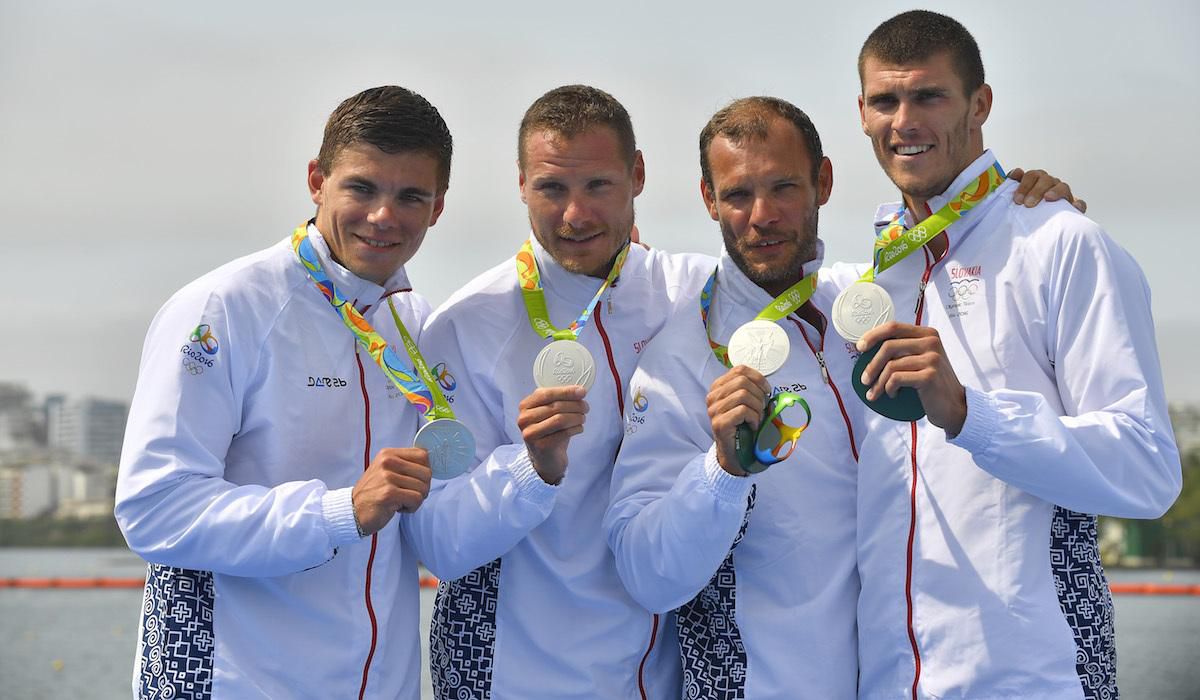 Denis Mysak, Erik Vlcek, Juraj Tarr, Tibor Linka, medaila, rychlostna kanoistika, OH, Rio 2016, aug16, TASR