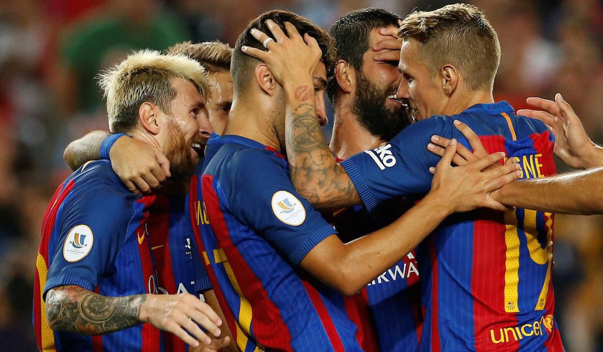 Barcelona, hraci, radost, Primera Division, aug16, reuters