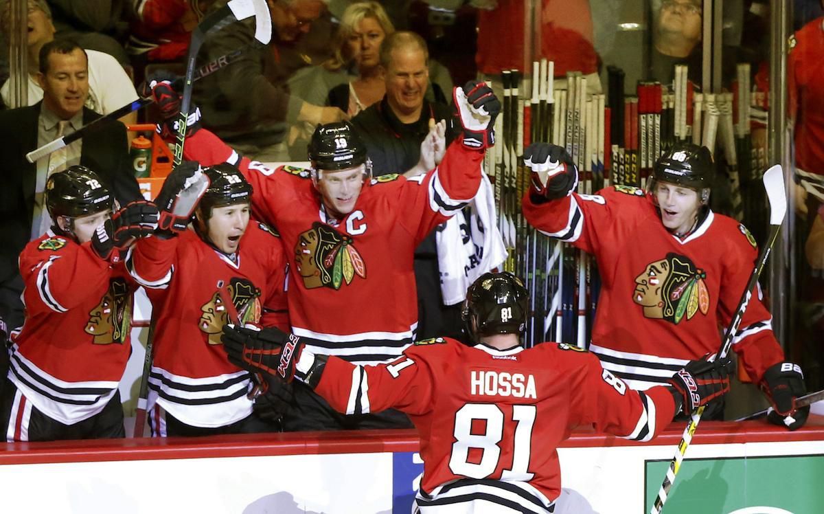 marian hossa toews kane chicago blackhawks 500 gol okt2016