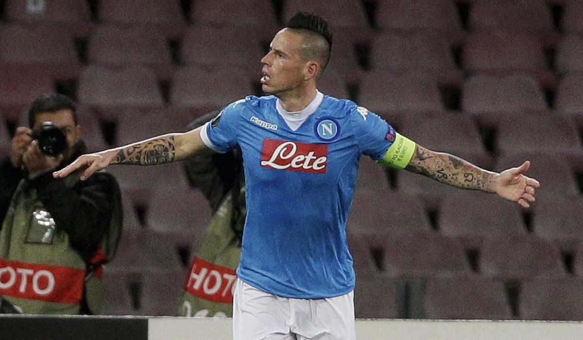 Marek Hamsik, SSC Neapol, oslava golu, vs. Villarreal CF, Europska liga, Feb2016