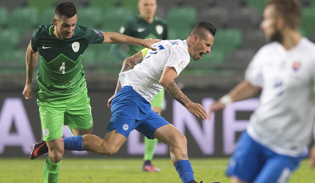 Marek Hamsik, Miral Samardzic, Slovensko, Slovinsko, okt16, TASR