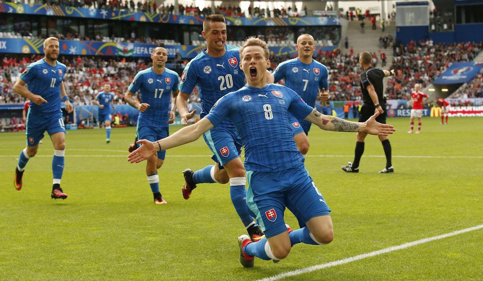 Ondrej Duda, Slovensko, Wales, gol, radost, EURO 2016, jun16
