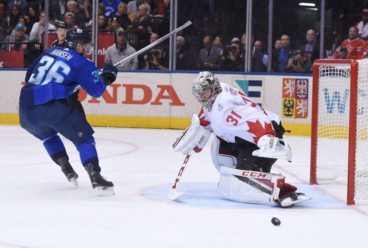 Jannik Hansen Carey Price Tim Europy Kanada finale Svetovy pohar 2016 sep16 Reuters
