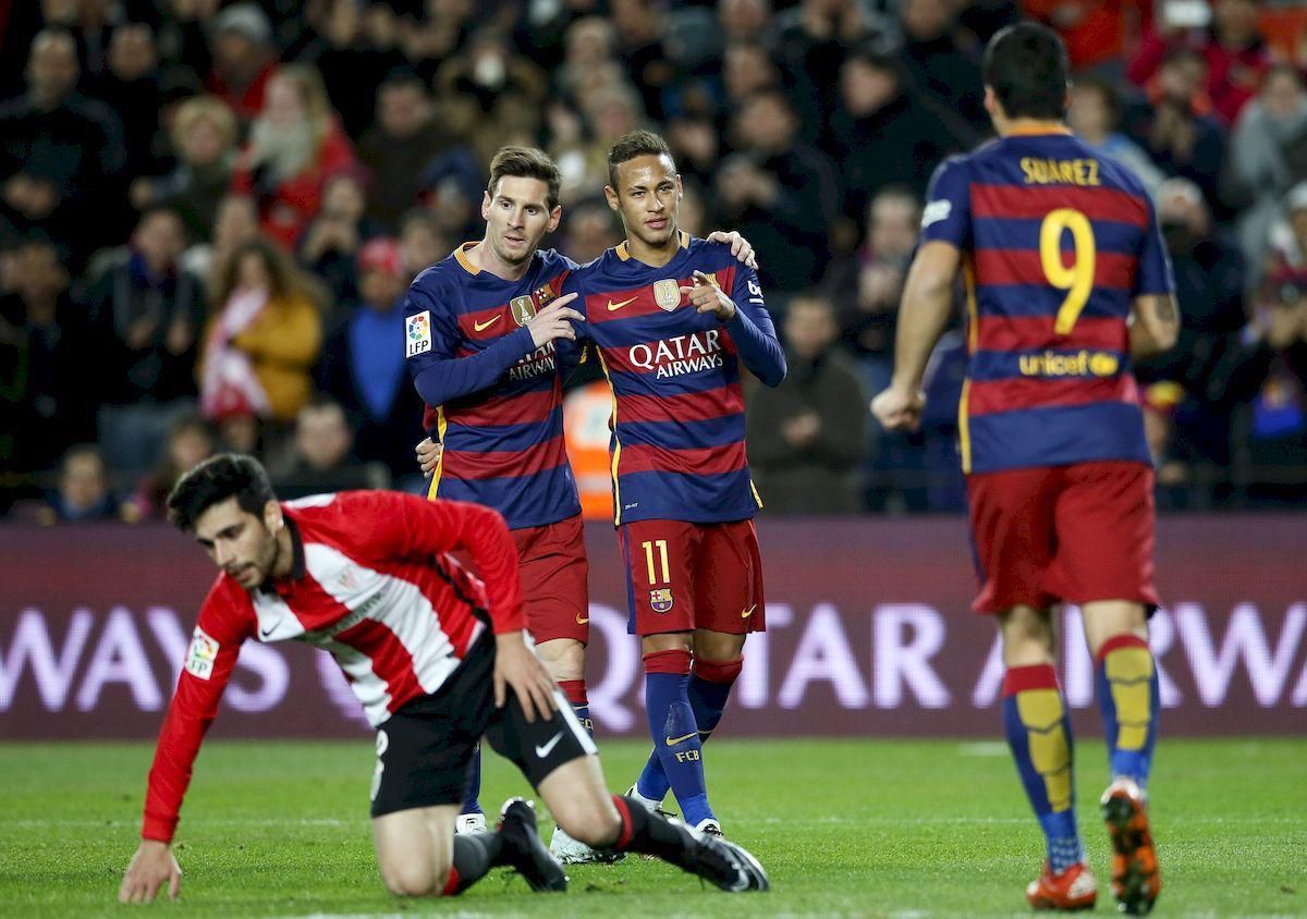 FC Barcelona Lionel Messi Neymar Luis Suarez gol jan16 Reuters