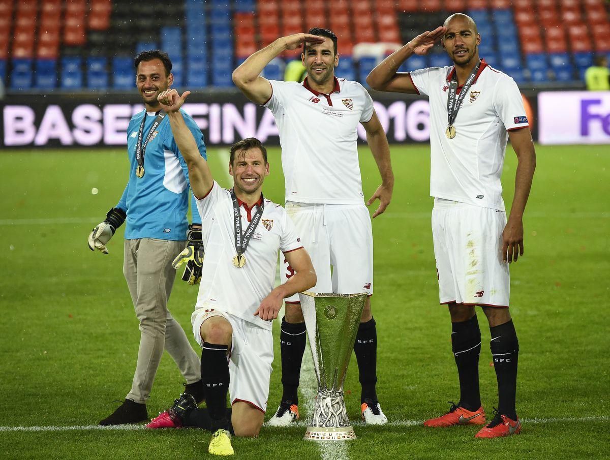 FC Sevilla Beto Grzegorz Krychowiak Adil Rami and Steven N'Zonzi el titul maj16 Reuters