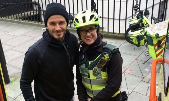 David Beckham, selfie s lekarkou v uliciach Londyna, Feb2016