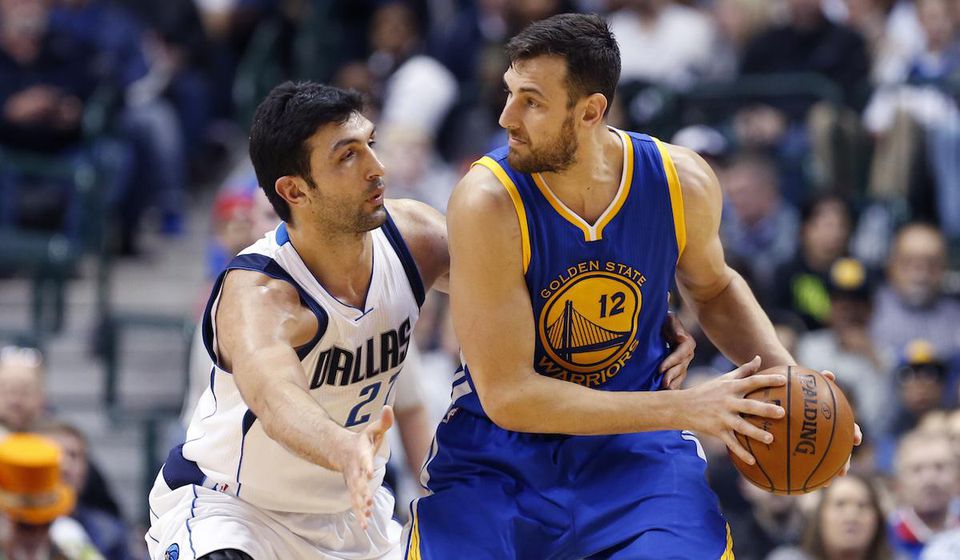 Andrew Bogut, Golden State Warriors, vs. Zaza Pachulia, Dallas Mavericks, NBA, Dec2015