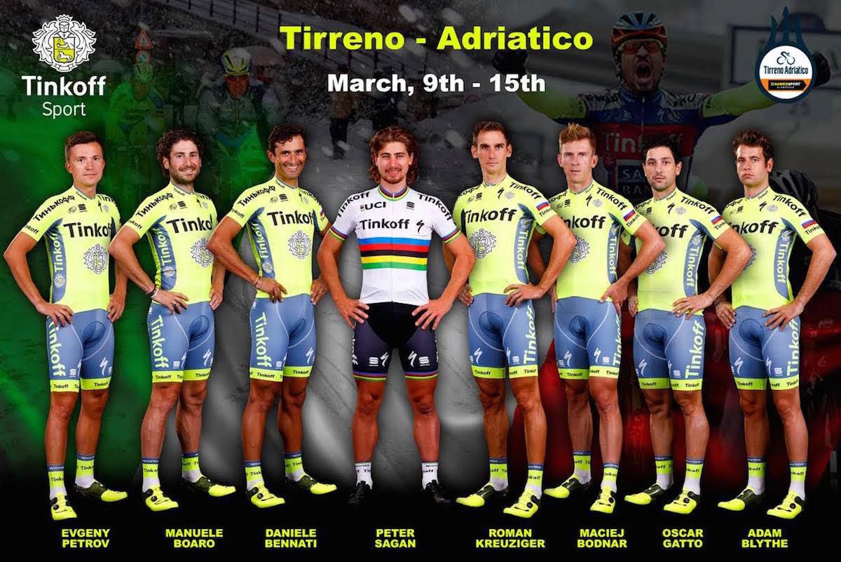 Peter Sagan a spol., Tinkoff, zostava na Tirreno - Adriatico, Mar2016