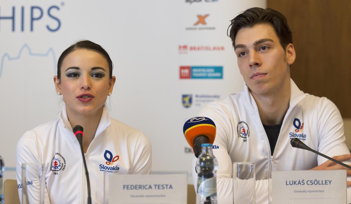 Federica Testova, Lukas Csolley, tlacovka, ME krasokorculovanie 2016, Bratislava