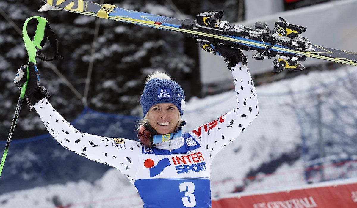 Veronika Velez-Zuzulova, radost v cieli, slalom, Santa Caterina, Taliansko, Jan2016