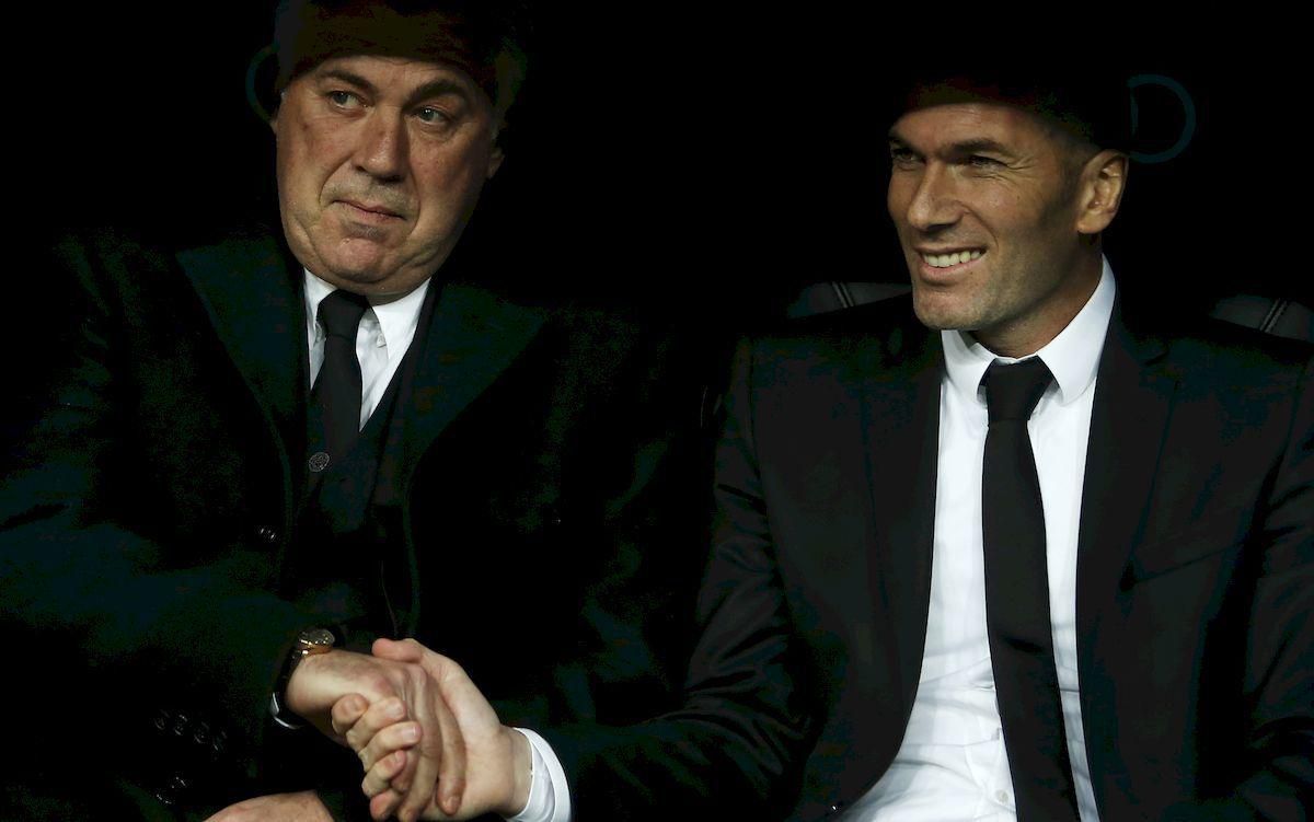 Carlo Ancelotti Zinedine Zidane Real Madrid jan14 TASR