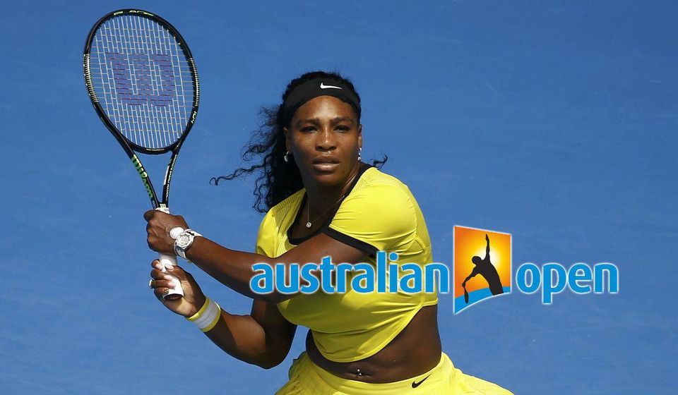 Serena Williams, Australian Open, logo, Jan2016