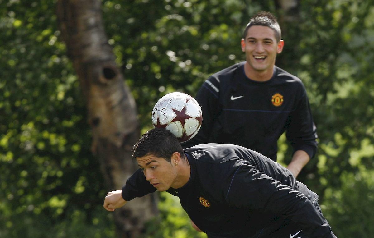 Manchester United trening Federico Macheda Cristiano Ronaldo maj09 TASR