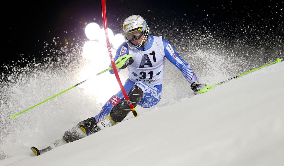 Adam Zampa, slalom, branka, sneh, Mar2016
