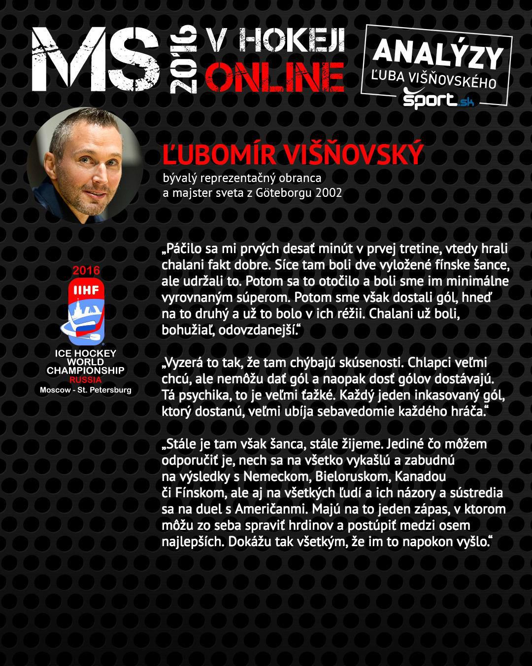 Lubomir Visnovsky, analyza, Slovensko - Finsko, MS 2016