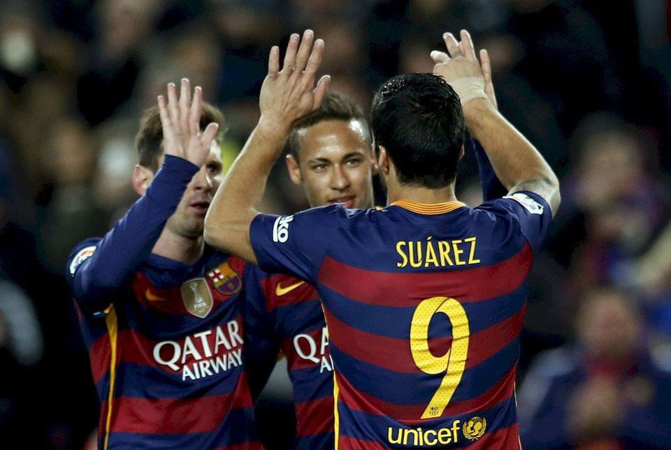 FC Barcelona Lionel Messi Neymar Luis Suarez jan16 Reuters