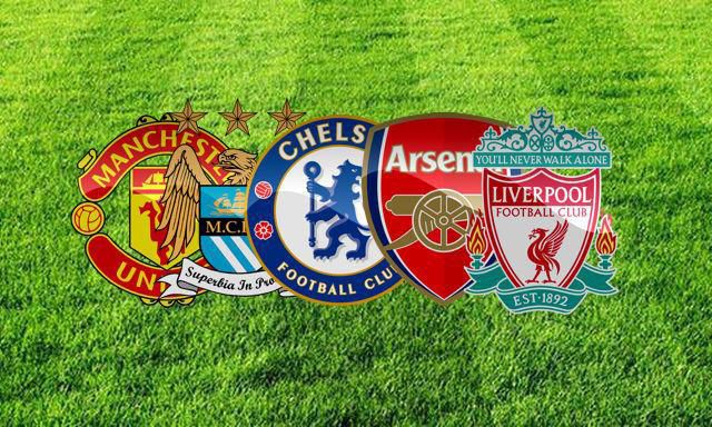 Manchester United, Manchester City, FC Chelsea, FC Arsenal, FC Liverpool, loga, Premier League