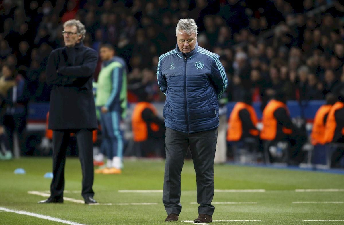 Guus Hiddink Laurent Blanc PSG Chelsea feb16 Reuters