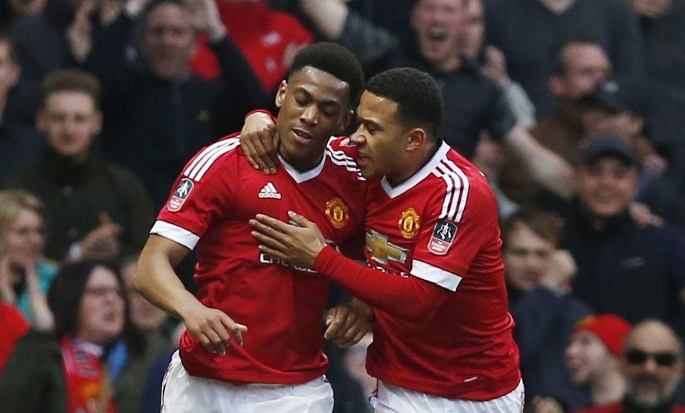 Anthony Martial Memphis Depay Manchester United Fa Cup mar16 Reuters