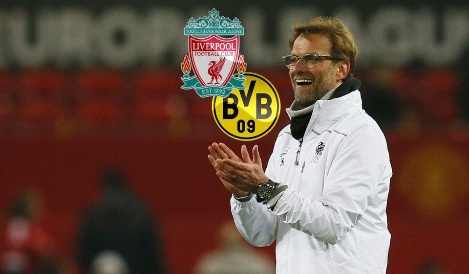 Jurgen Klopp, trener, potlesk, FC Liverpool, vs. Borussia Dortmund, Mar2016