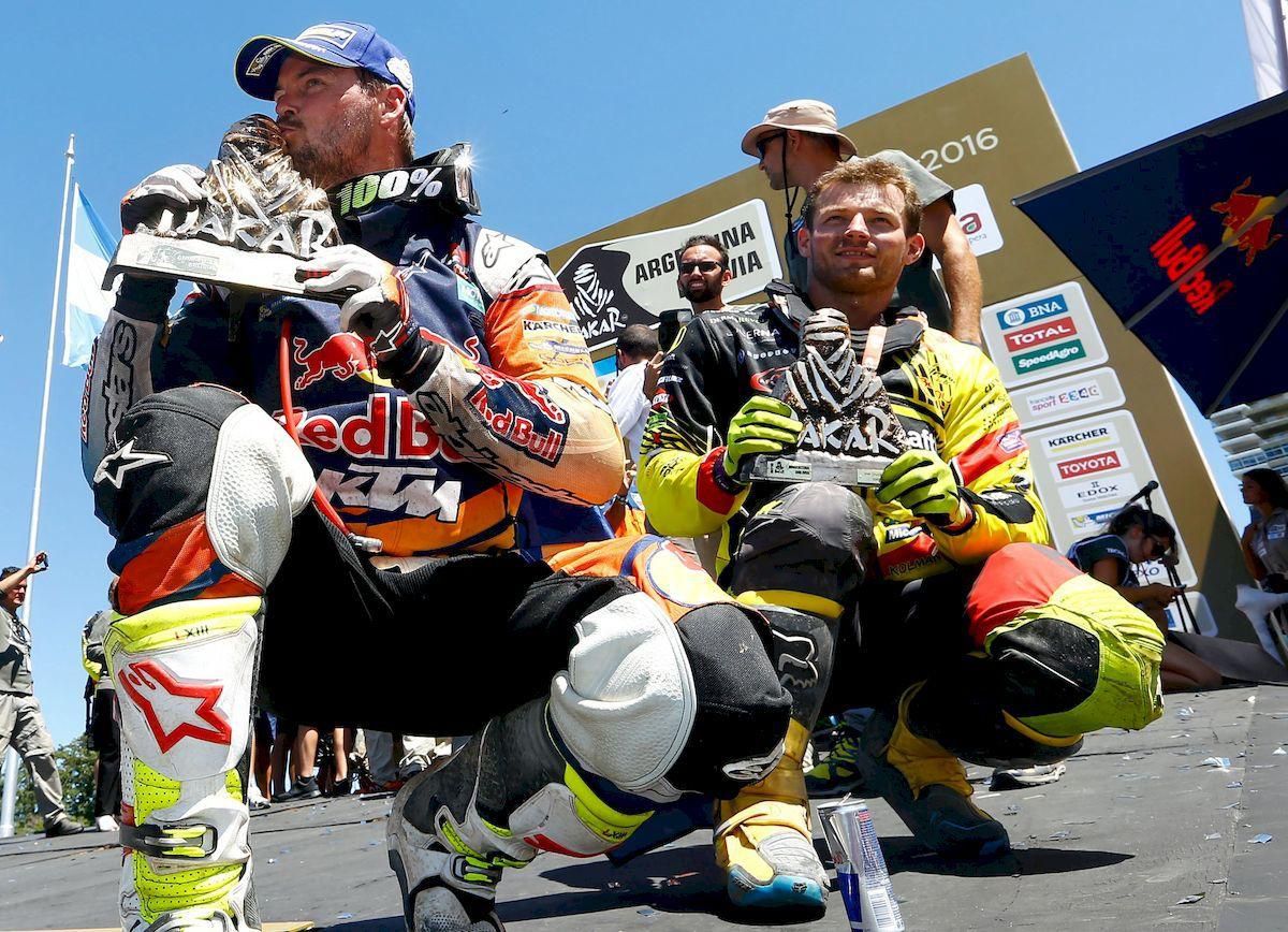 Toby Price Stefan Svitko Dakar podium jan16 Reuters