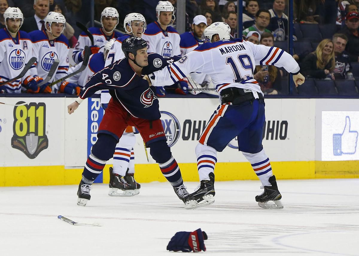 oilers, blue jackets, fight, bitka