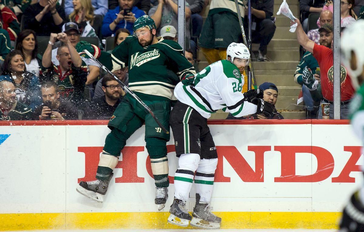 Minnesotta Wild Dallas Stars Chris Porter Stephen Johns apr16 Reuters