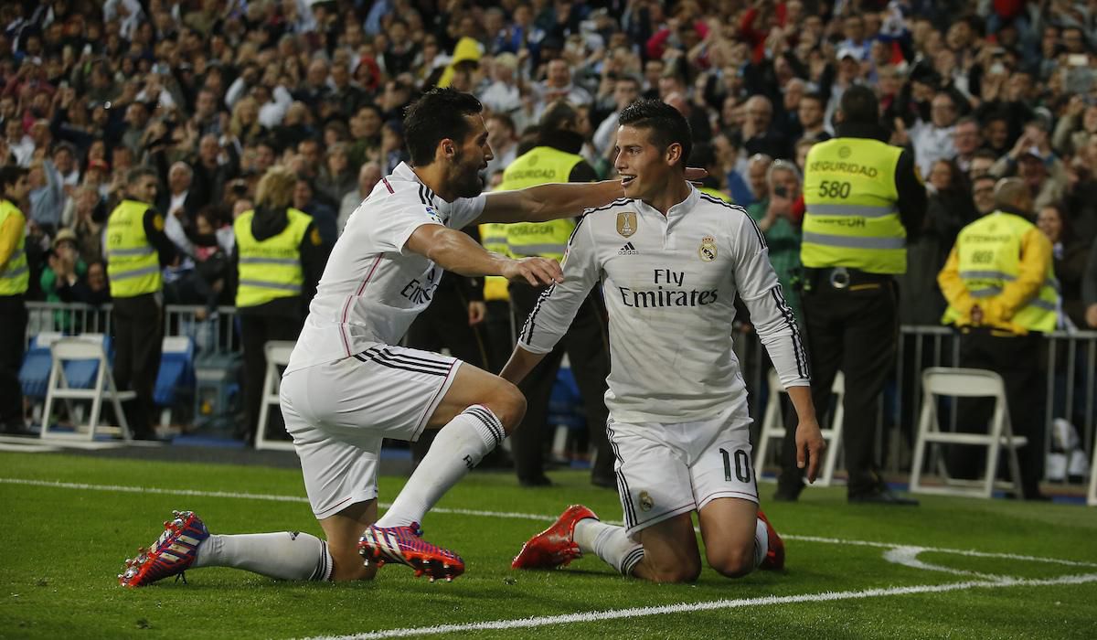 James Rodriguez, Alvaro Arbeloa, Real Madrid, radost, apr15