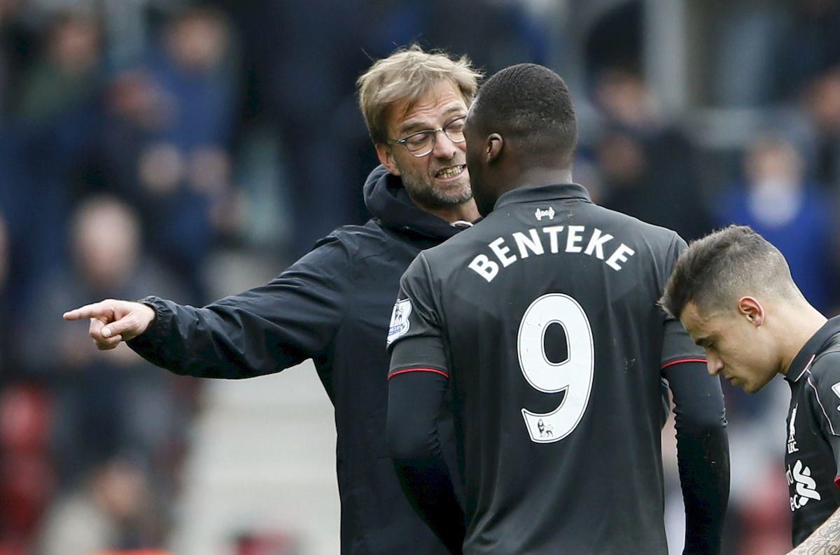 Christian Benteke Jurgen Klopp FC Liverpool taktika mar16 Reuters