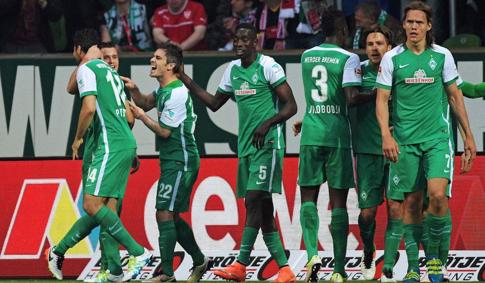 Werder Bremy, hraci, radost, gol, maj16