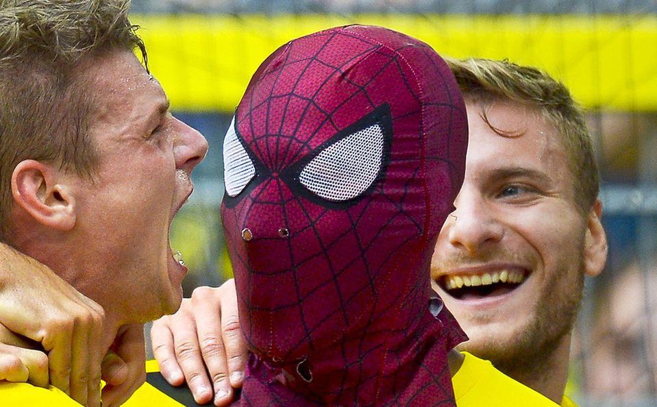 Pierre Emerick Aubameyang Borussia Dortmund Spiderman aug14 TASR