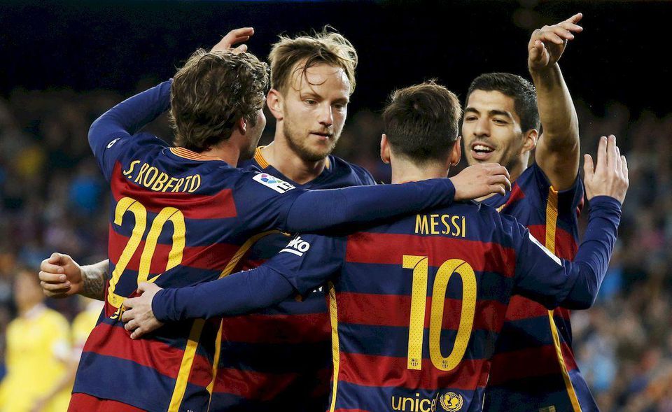 Barcelona hraci radost gol apr16 Reuters