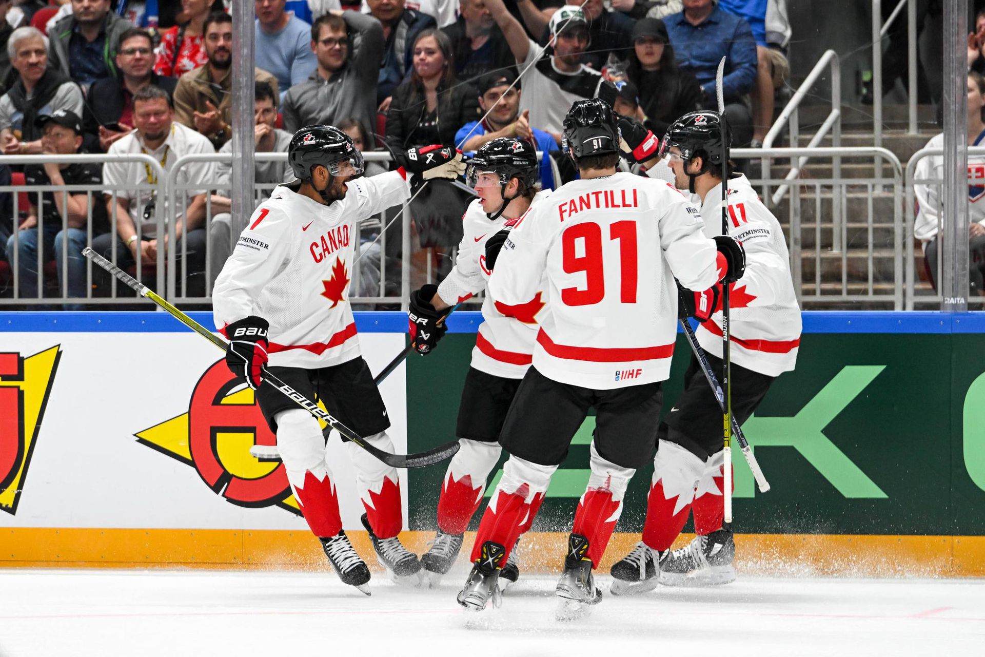 MS v hokeji 2023: Slovensko - Kanada (gólová radosť Kanaďanov) Zdroj: imago