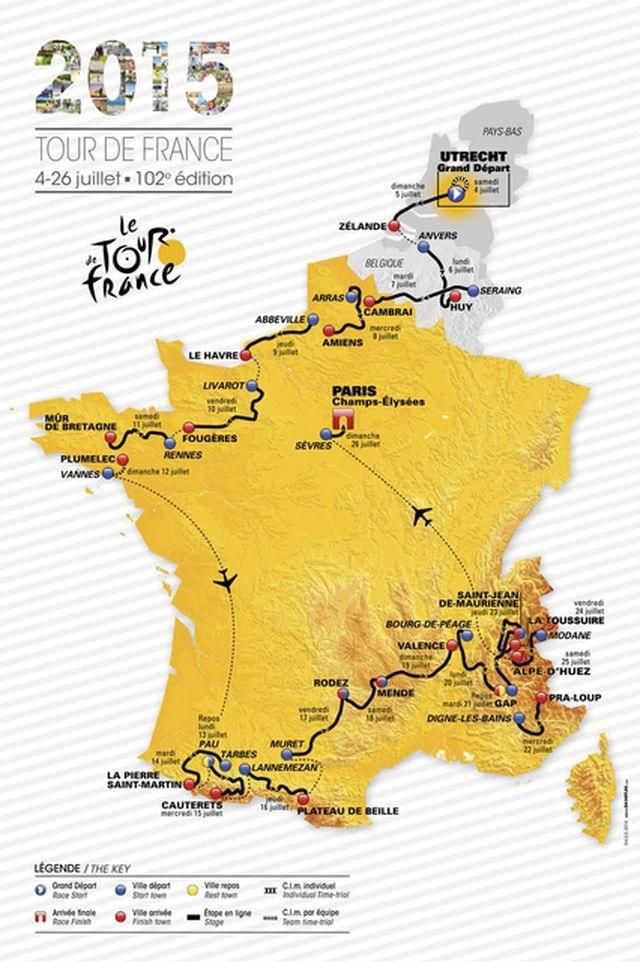 Mapa tour de france2015 reuters