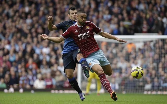 West ham united manchester city winston reid sergio aguero okt14 sita