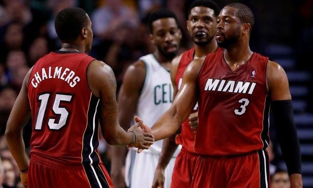 Dwyane wade a mario chalmers miami vs boston mar2014 reuters