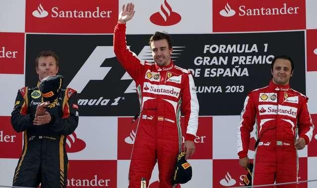 Spanielsko podiu raikkonen alonso massa maj13 reu