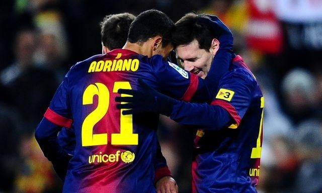 Messi adriano a spol barcelona radost vs bilbao dec2012